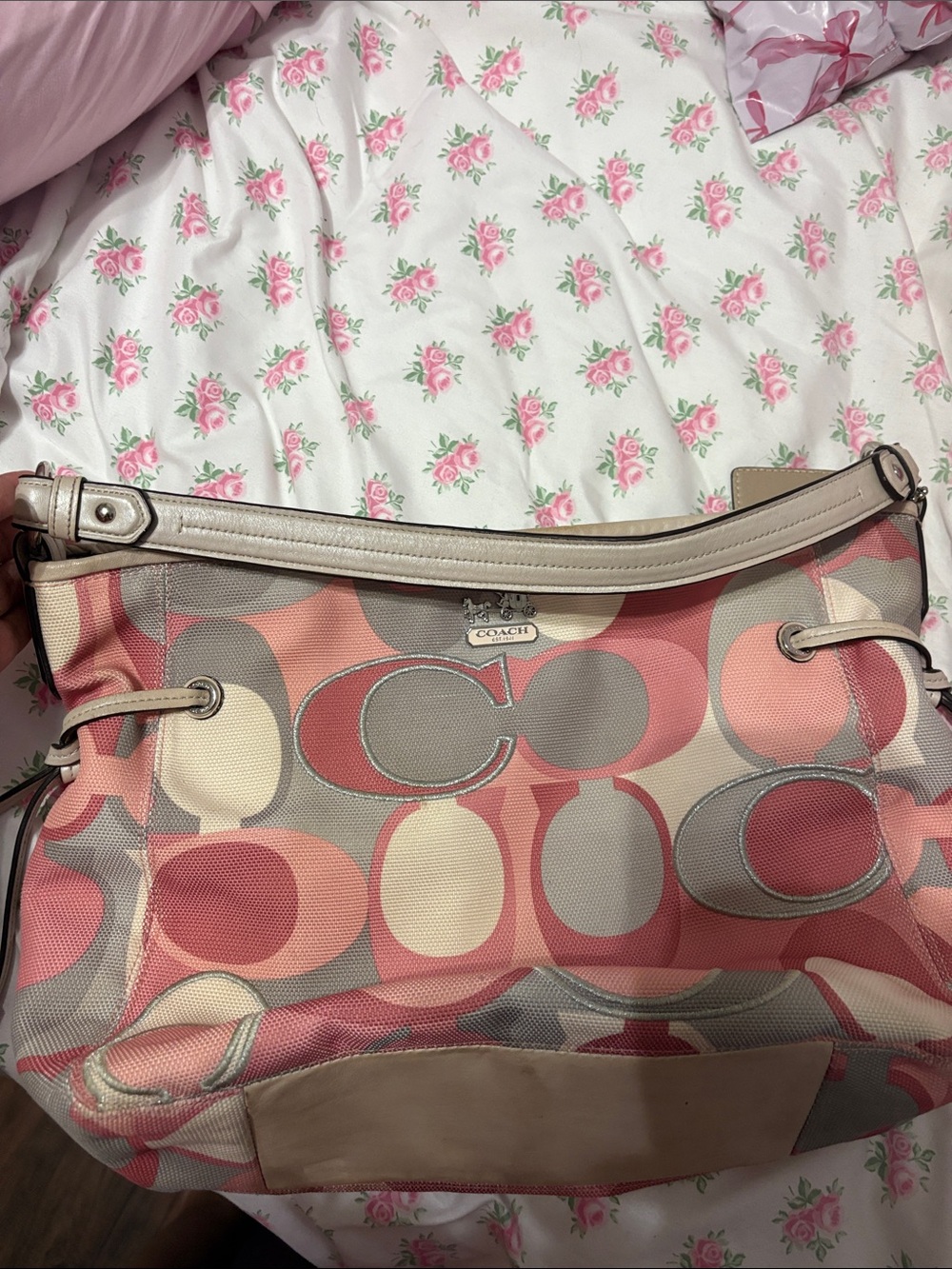 Coach Pink Multi Signature Shoulder Hobo - Picture 6 of 7